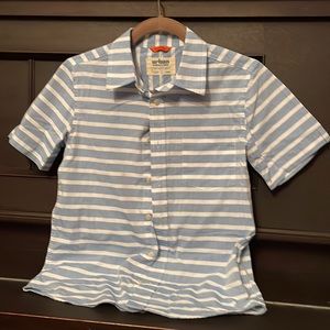 Boys large button down blue and white stripe
